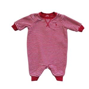 Ralph Lauren Red Striped One-piece Romper